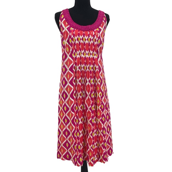 Tory Burch Dresses & Skirts - Tory Burch Dress Womens 10 Pink 100% Silk Ikat Pleated Empire Waist Boho Luxury